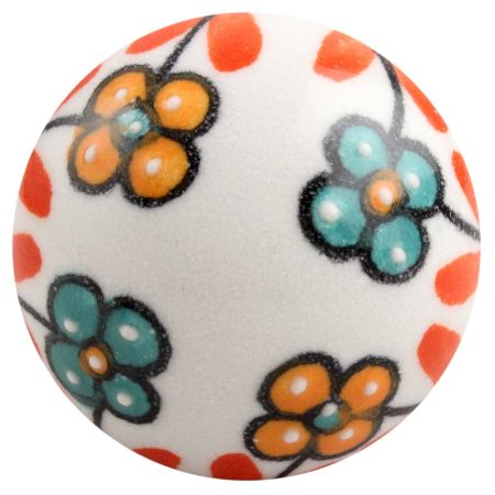 Sea Green And Mustard Tiny Flower Ceramic Cabinet Knob Online